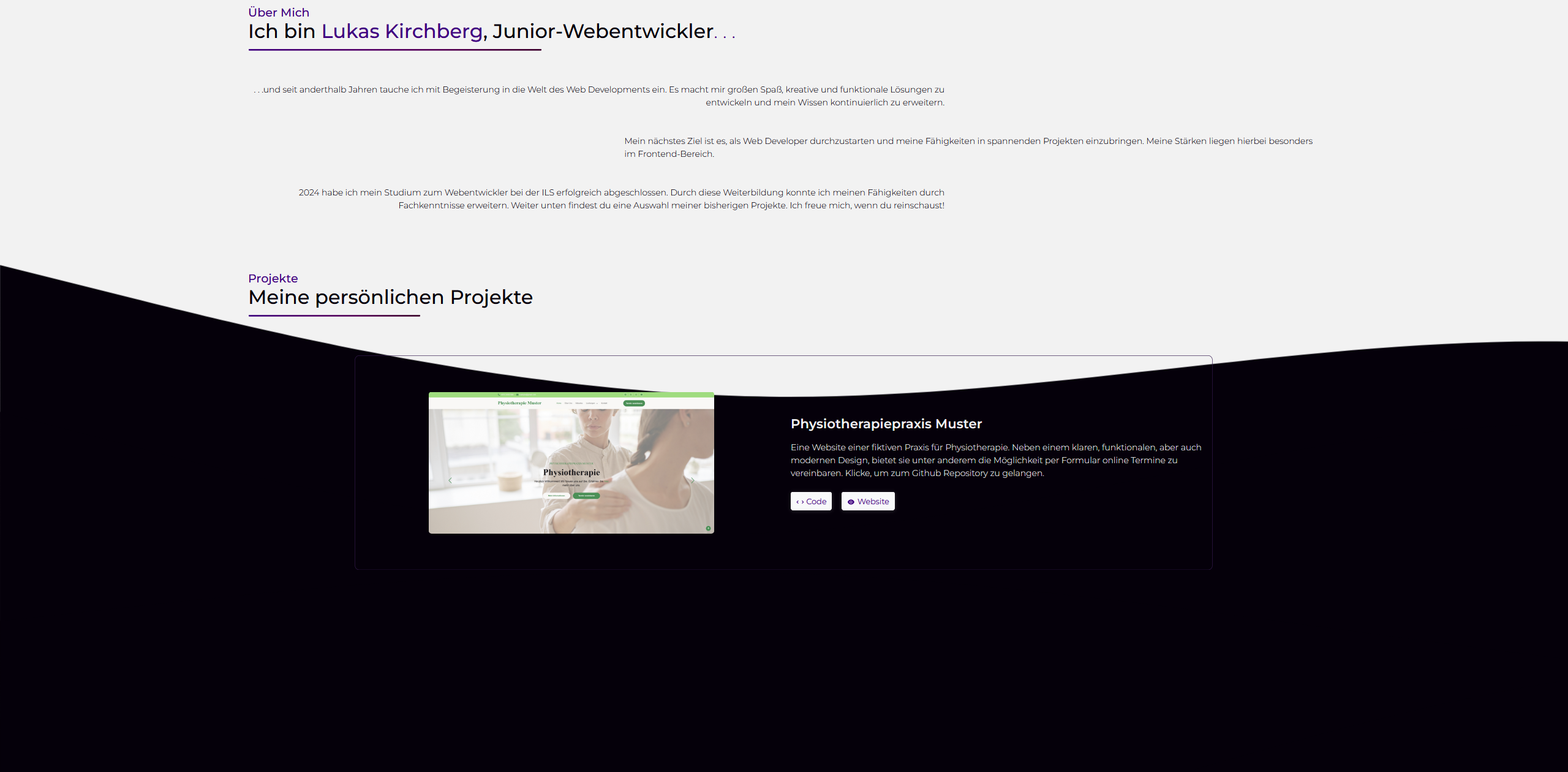 Bild von dieser Portfolio Website